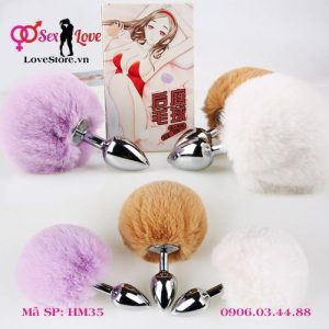 Kích thích hậu môn đuôi thỏ inox đồ chơi Cosplay cho cặp đôi