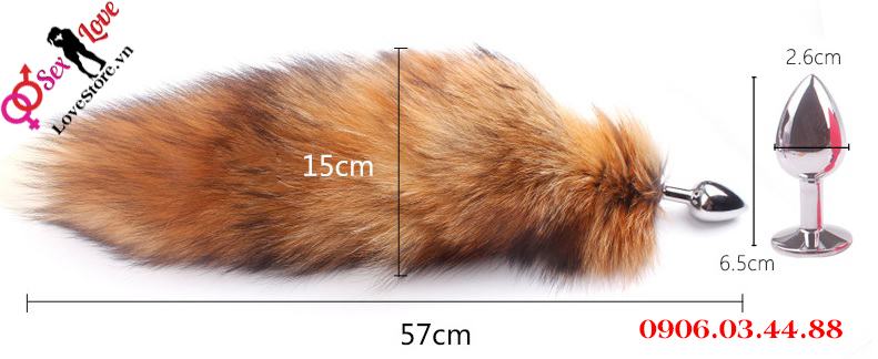 Phích cắm kim loại đuôi cáo màu nâu dài 57cm 15