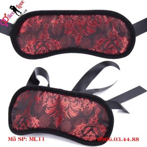 Alternative view of Mặt nạ satin đỏ có dây buộc
