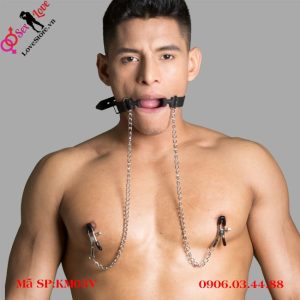 2 Vòng bịt miệng chữ O kèm kẹp vú cho trò chơi của bạn