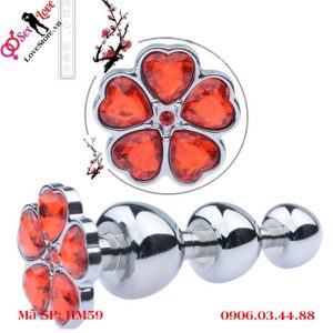 Phích cắm hậu môn cánh hoa đào inox 3 đốt kích thích