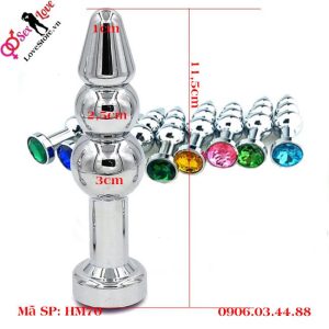 Alternative view of Đầu cắm hậu môn kim loại 3 hạt với đầu nhọn