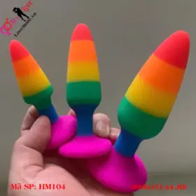 Phích hậu môn 7 màu silicon cao cấp LGBT Rainbow Butt Plug