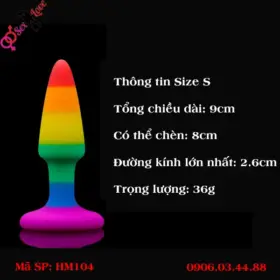 Phích hậu môn 7 màu silicon cao cấp LGBT Rainbow Butt Plug 2