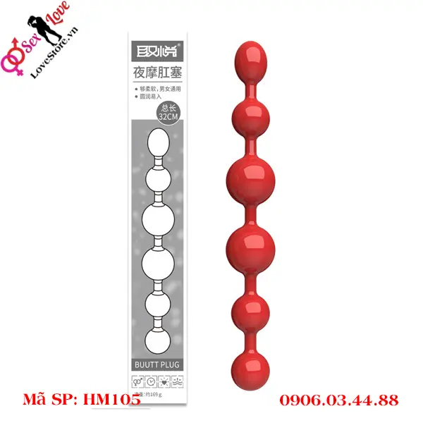 Chuỗi hạt hậu môn 2 đầu màu đỏ