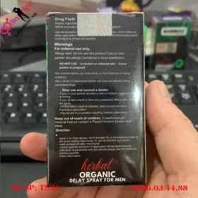 Mặt sau hộp đựng chai xịt bamboo delay Organic 5ml