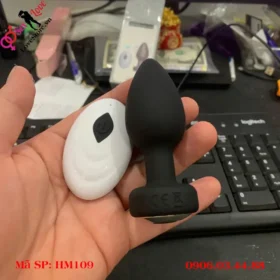 Phích căm hậu môn silicon có rung điều khiển từ xa HM109