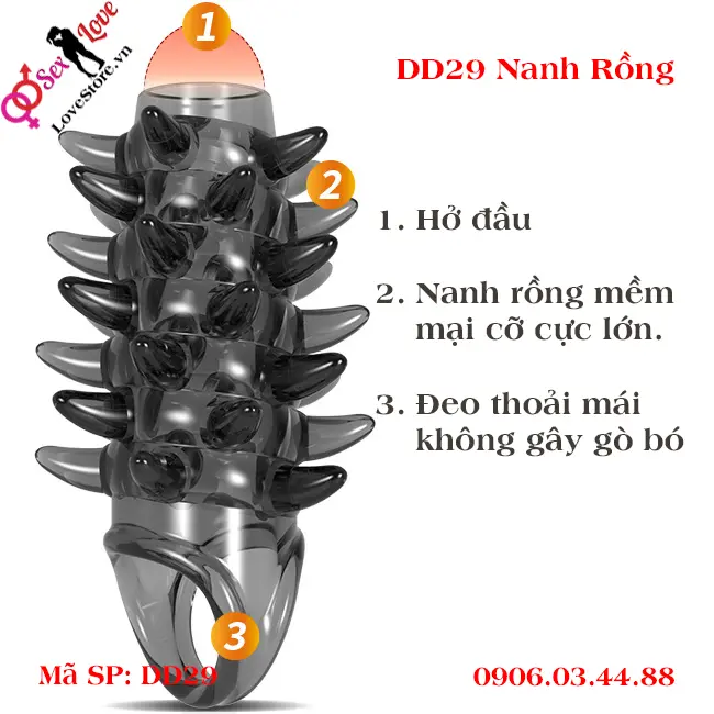 Thiết kế bao cao su dôn dên nanh rồng dd29