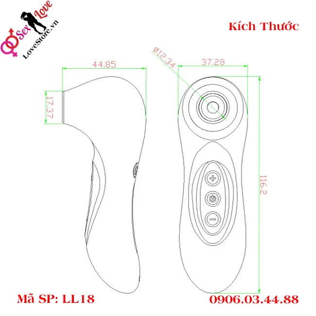 Kích thước máy bú mút hột le nhỏ gọn