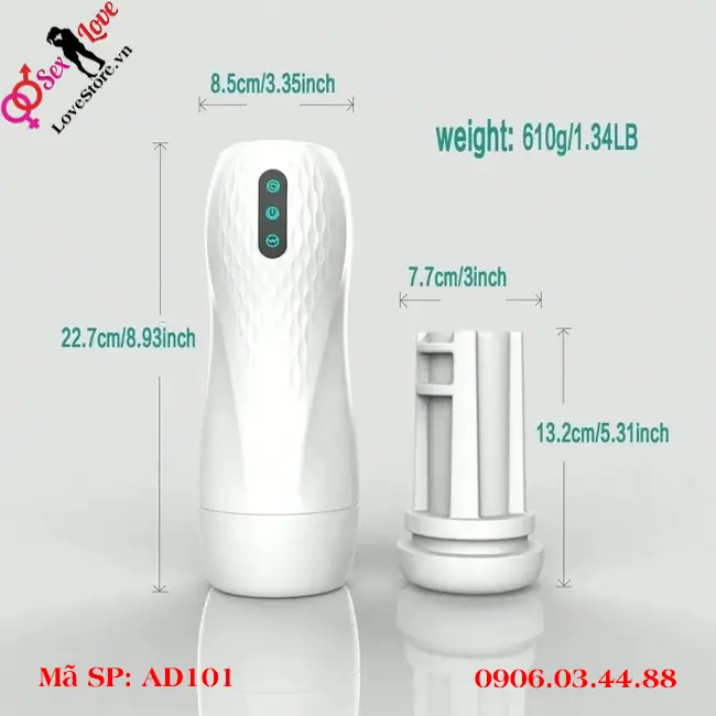 kích thước máy thủ dâm bú rung tạo cực khoái cho nam giới ad101